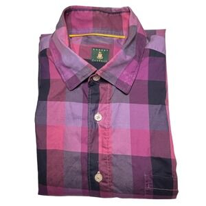Robert Talbott Men Shirt Large Purple Pink Plaid Long‎ Sleeve Button Down